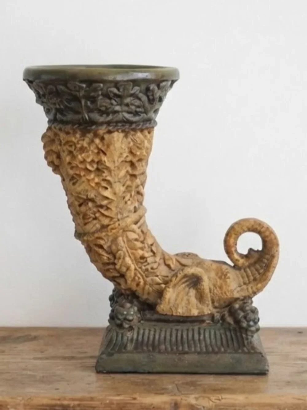 Vintage Cornucopia Elephant Planter Decorative Tabletop Horn of Plenty Vase 11